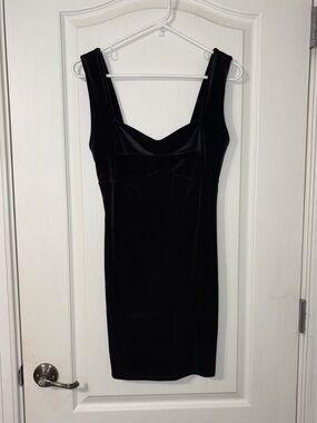 Forever 21 Black Velvet Square-Neck Mini Dress